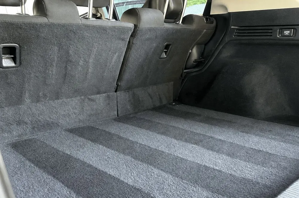 After pet hair removal: the same cargo carpet completely clean
